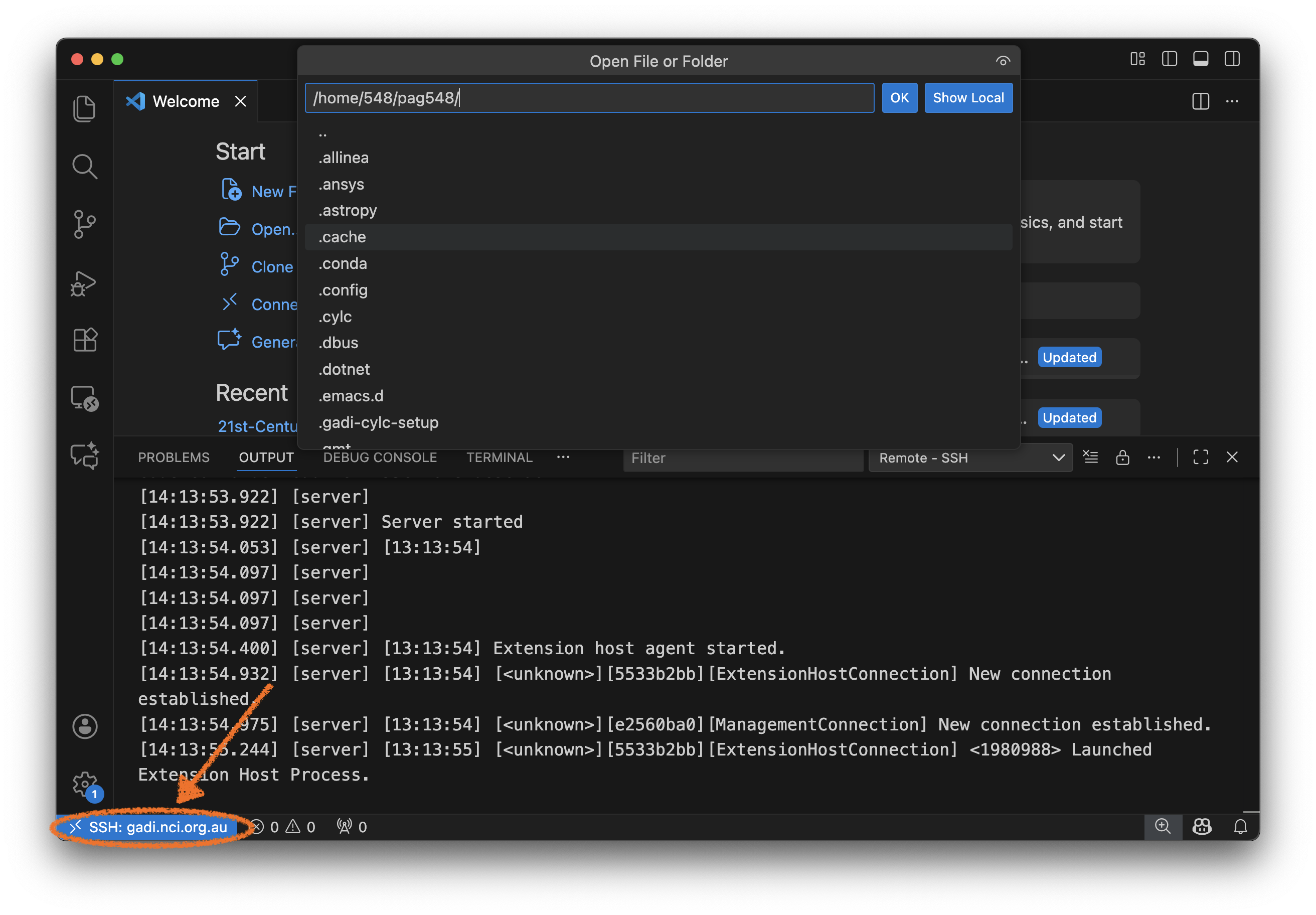 VSCode-SSH-gadi